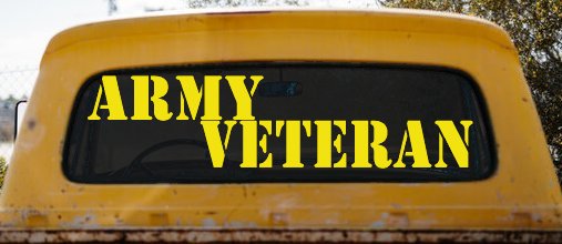 Army Veteran Military Car or Truck Window Decal Sticker (Yellow)