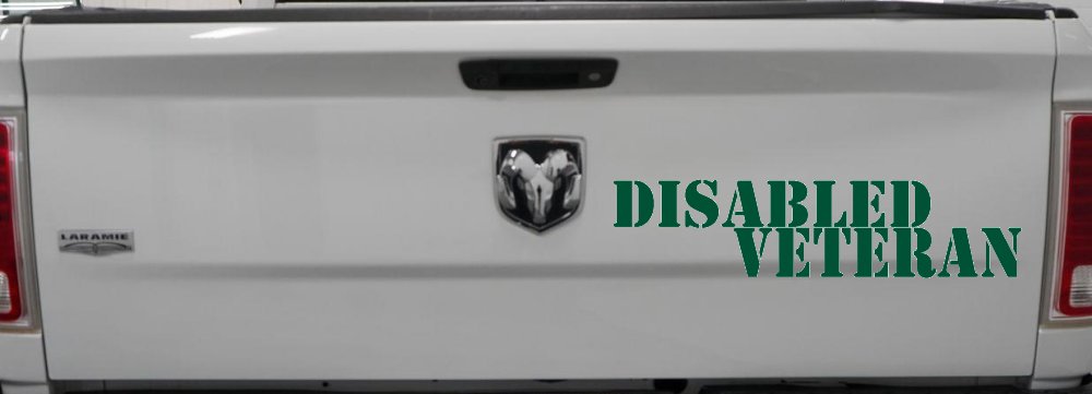 Disabled Veteran Military Car or Truck Window Vinyl Decal Sticker (Dark Green)