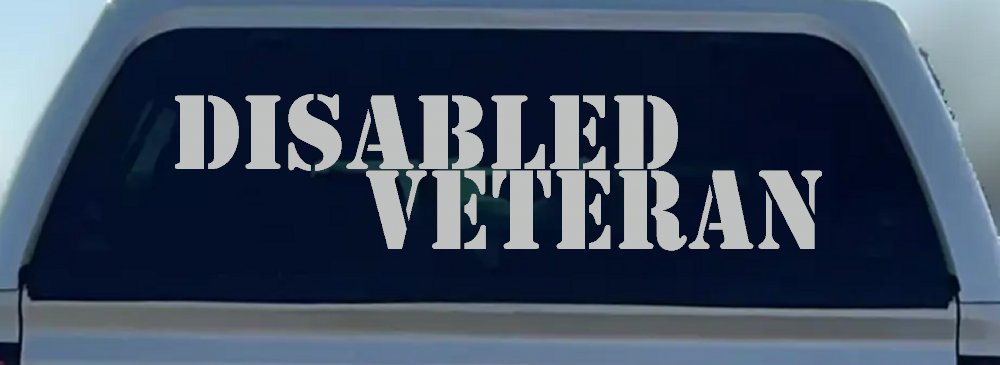 Disabled Veteran Military Car or Truck Window Decal Sticker (Light Gray)