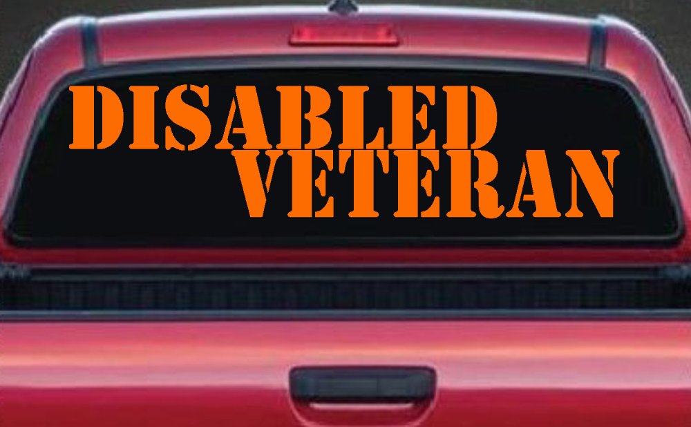 Disabled Veteran Military Car or Truck Window Decal Sticker (Orange)