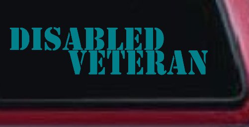 Disabled Veteran Military Car or Truck Window Decal Sticker (Turquoise Blue)