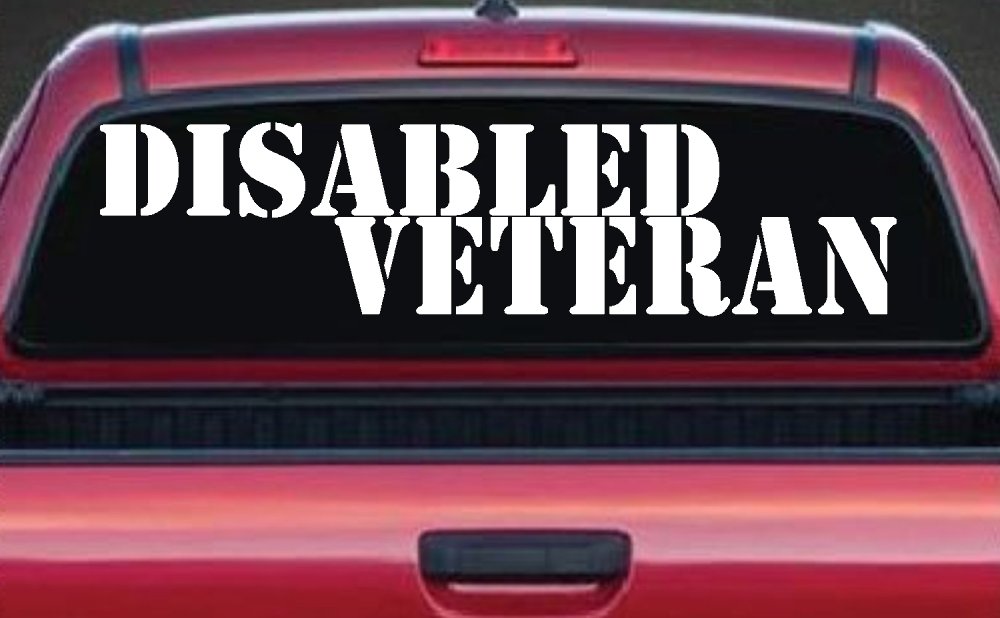 Disabled Veteran Military Car or Truck Window Decal Sticker (White)