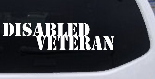 Disabled Veteran Military Car or Truck Window Vinyl Decal Sticker (White)