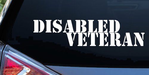 Disabled Veteran Military Car or Truck Window Decal Sticker (White)