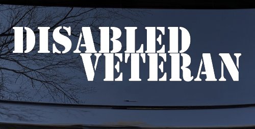 Disabled Veteran Military Car or Truck Window Decal Sticker (White)