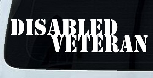 Disabled Veteran Military Car or Truck Window Vinyl Decal Sticker (White)