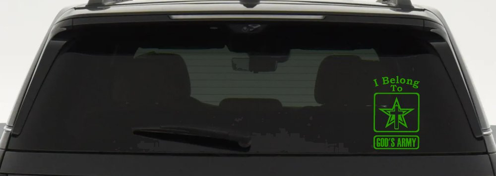 I Belong To Gods Army Christian Car or Truck Window Decal Sticker (Lime)