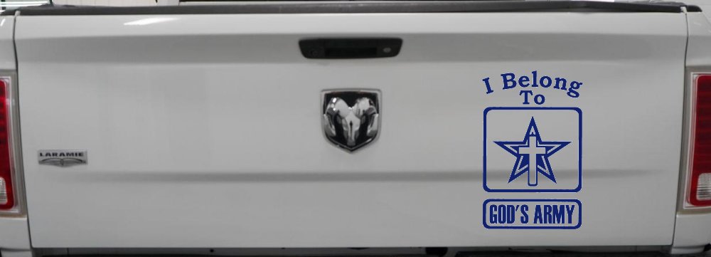 I Belong To Gods Army Christian Car or Truck Window Decal Sticker (Navy)