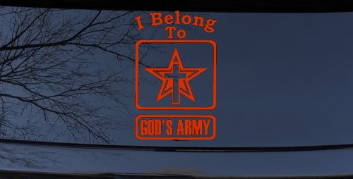 I Belong To Gods Army Christian Car or Truck Window Decal Sticker (Orange Red)