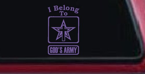I Belong To Gods Army Christian Car or Truck Window Decal Sticker (Purple)