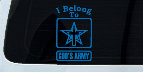 I Belong To Gods Army Christian Car or Truck Window Decal Sticker (Sky Blue)