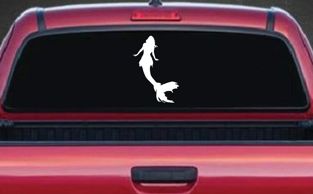 Mermaid Car or Truck Window Decal Sticker (White)