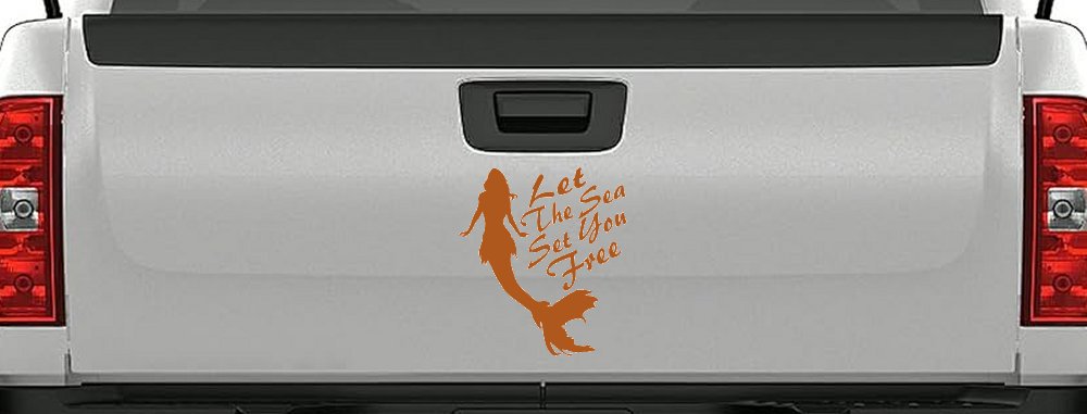 Let The Sea Set You Free Mermaid Car or Truck Window Decal Sticker (Nut Brown)