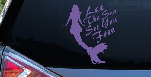 Let The Sea Set You Free Mermaid Car or Truck Window Decal Sticker (Purple)