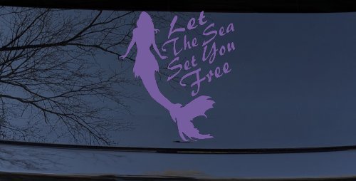 Let The Sea Set You Free Mermaid Car or Truck Window Decal Sticker (Purple)
