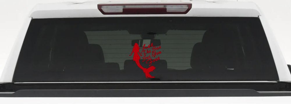 Let The Sea Set You Free Mermaid Car or Truck Window Vinyl Decal Sticker (Red)