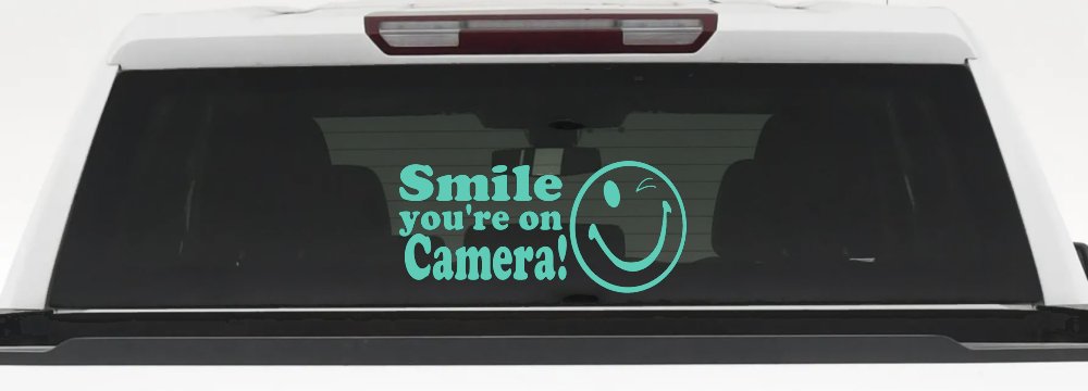 Smile You're On Camera Store Window Lettering Car or Truck Window Decal Sticker