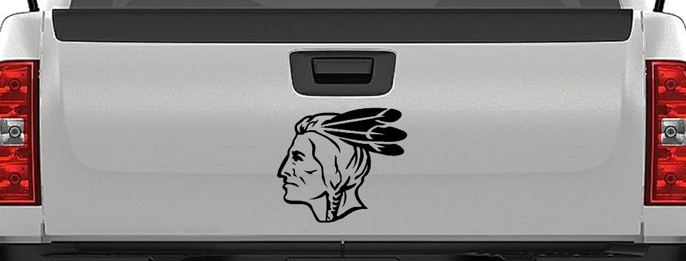 Native American Indian Head Western Car or Truck Window Decal Sticker (Black)
