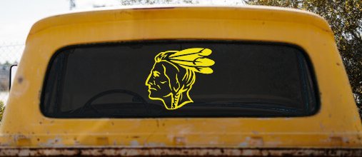 Native American Indian Head Western Car or Truck Window Decal Sticker (Yellow)