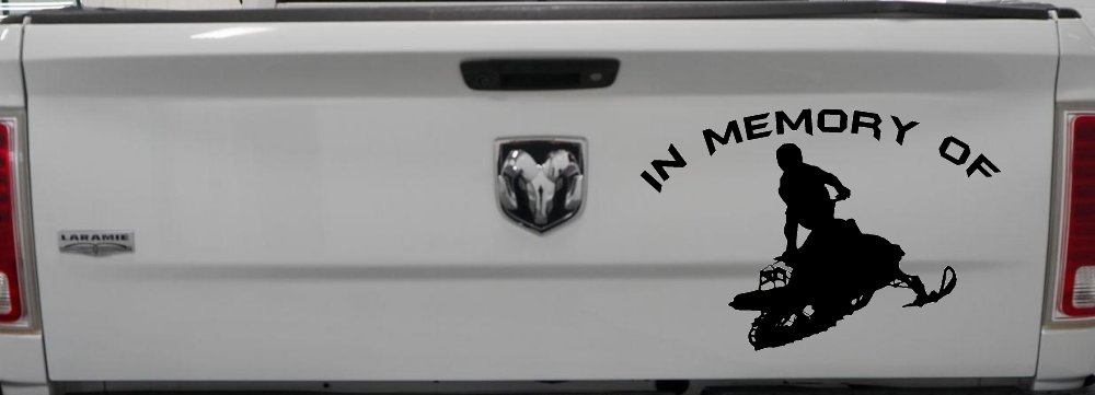In Memory Of Snowmobile Moto Sports Car or Truck Window Decal Sticker (Black)