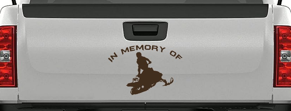 In Memory Of Snowmobile Moto Sports Car or Truck Window Decal Sticker (Brown)