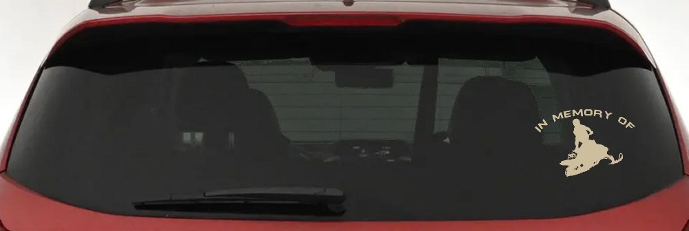 In Memory Of Snowmobile Moto Sports Car or Truck Window Vinyl Decal Sticker (Desert Sand)