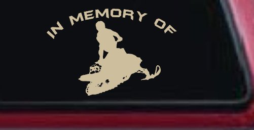 In Memory Of Snowmobile Moto Sports Car or Truck Window Decal Sticker (Desert Sand)