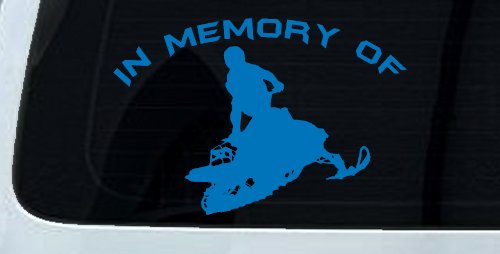 In Memory Of Snowmobile Moto Sports Car or Truck Window Decal Sticker (Sky Blue)
