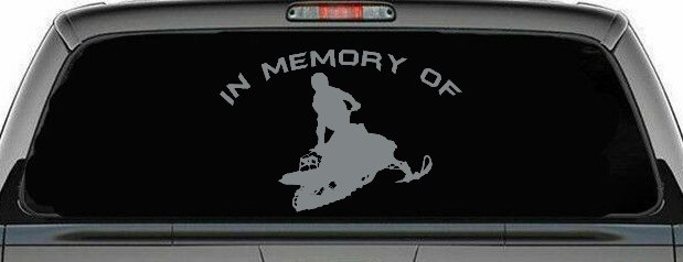 In Memory Of Snowmobile Moto Sports Car or Truck Window Vinyl Decal Sticker (Telegrey)