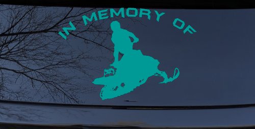 In Memory Of Snowmobile Moto Sports Car or Truck Window Decal Sticker (Turquoise)