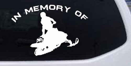 In Memory Of Snowmobile Moto Sports Car or Truck Window Decal Sticker (White)