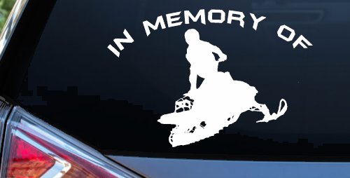 In Memory Of Snowmobile Moto Sports Car or Truck Window Decal Sticker (White)