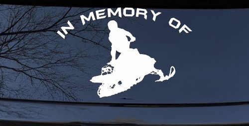 In Memory Of Snowmobile Moto Sports Car or Truck Window Decal Sticker (White)