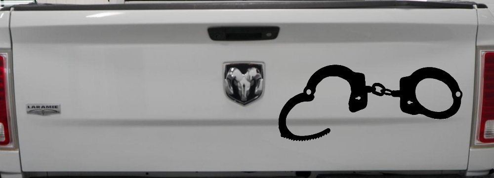 Handcuffs Car or Truck Window Decal Sticker (Black)