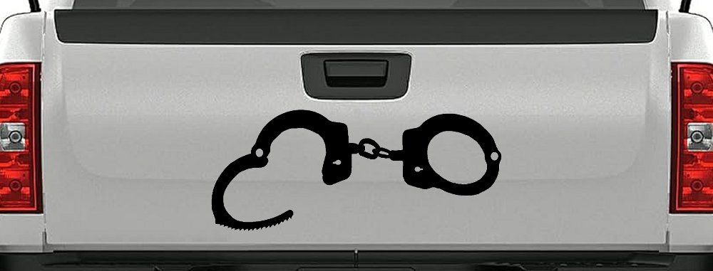 Handcuffs Car or Truck Window Decal Sticker (Matte Black)