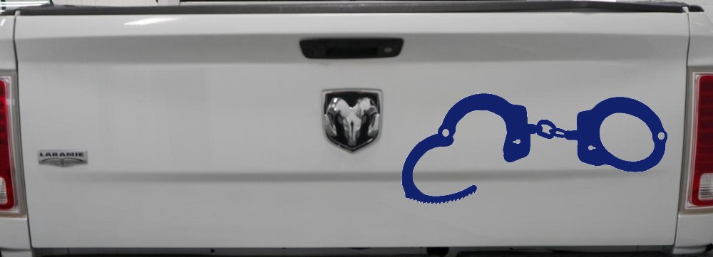 Handcuffs Car or Truck Window Decal Sticker (Navy)