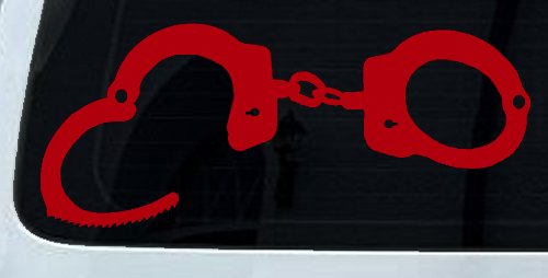 Handcuffs Car or Truck Window Decal Sticker (Red)