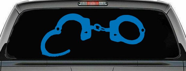Handcuffs Car or Truck Window Decal Sticker (Sky Blue)