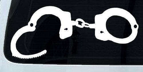 Handcuffs Car or Truck Window Decal Sticker (White)