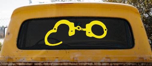 Handcuffs Car or Truck Window Decal Sticker (Yellow)