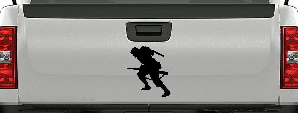 Soldier Silhouette Military Car or Truck Window Vinyl Decal Sticker (Black)