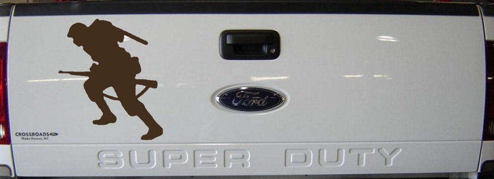 Soldier Silhouette Military Car or Truck Window Vinyl Decal Sticker (Brown)