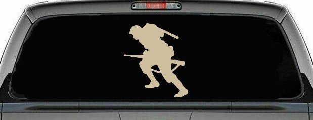Soldier Silhouette Military Car or Truck Window Decal Sticker (Desert Sand)