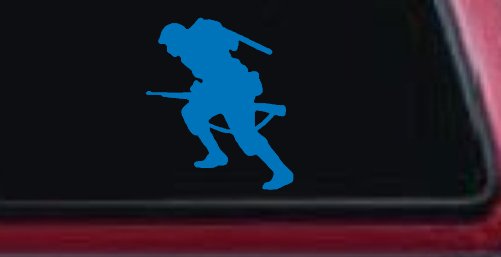Soldier Silhouette Military Car or Truck Window Vinyl Decal Sticker (Sky Blue)
