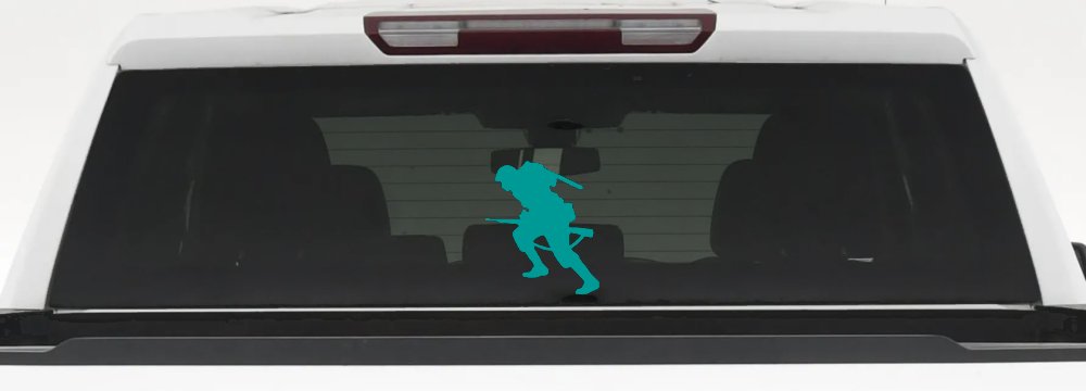 Soldier Silhouette Military Car or Truck Window Decal Sticker (Turquoise)