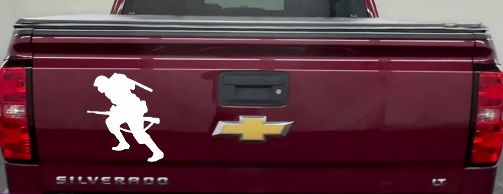 Soldier Silhouette Military Car or Truck Window Vinyl Decal Sticker (White)