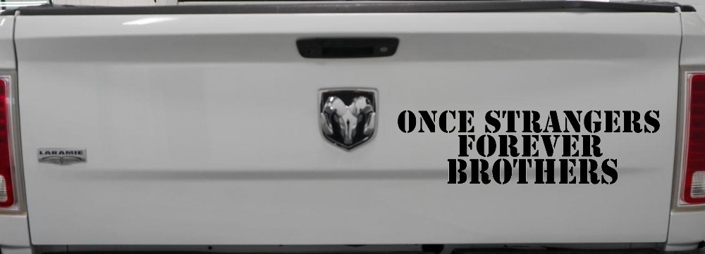 Once Strangers Forever Brothers Military Car or Truck Window Decal Sticker (Black)