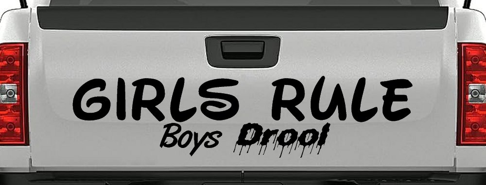 Girls Rule Boys Drool Funny Car or Truck Window Decal Sticker (Black)