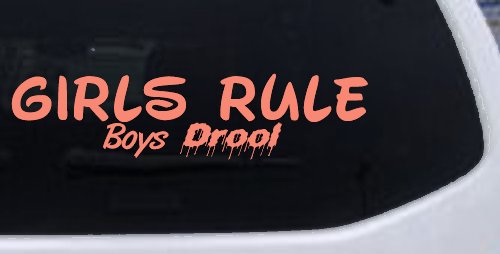 Girls Rule Boys Drool Funny Car or Truck Window Vinyl Decal Sticker (Coral)