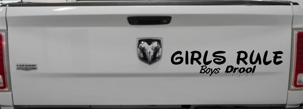 Girls Rule Boys Drool Funny Car or Truck Window Decal Sticker (Matte Black)